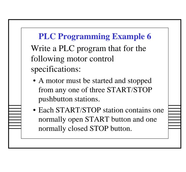 Solved PLC Programming Example 6 Write a PLC program that | Chegg.com