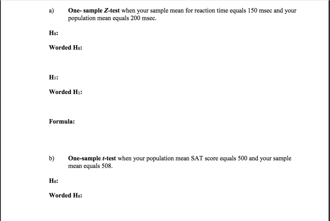 One Sample Mean Formula