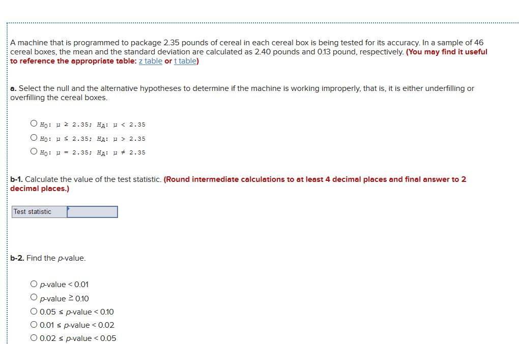 Solved (1) A Machine That Is Programmed To Package 2.35 | Chegg.com