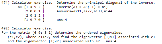 Solved 492) Calculator exercise. For the matrix [69;31] | Chegg.com