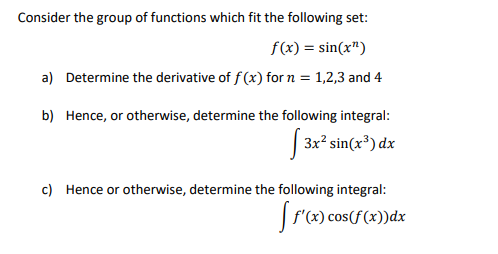 Solved Consider the group of functions which fit the | Chegg.com