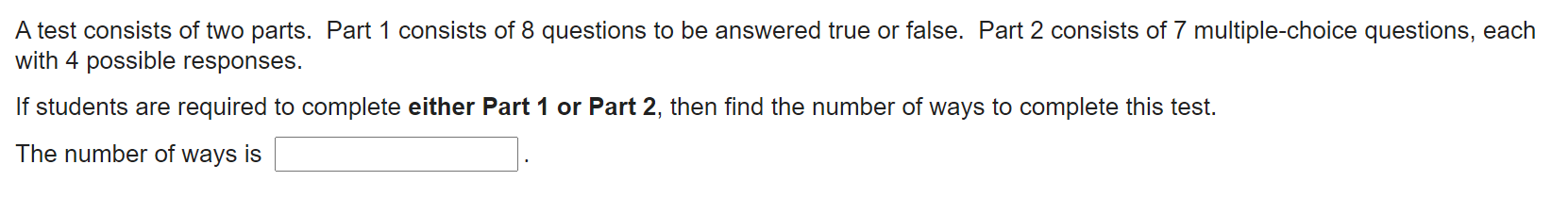 Solved A test consists of two parts. Part 1 consists of 8 | Chegg.com
