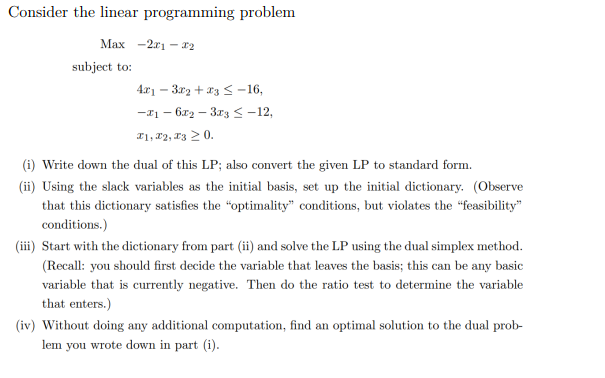Solved Consider the linear programming problem Max -2c1-12 | Chegg.com