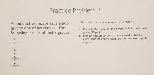 Solved Practice Problem 3 If the population parameters are = | Chegg.com