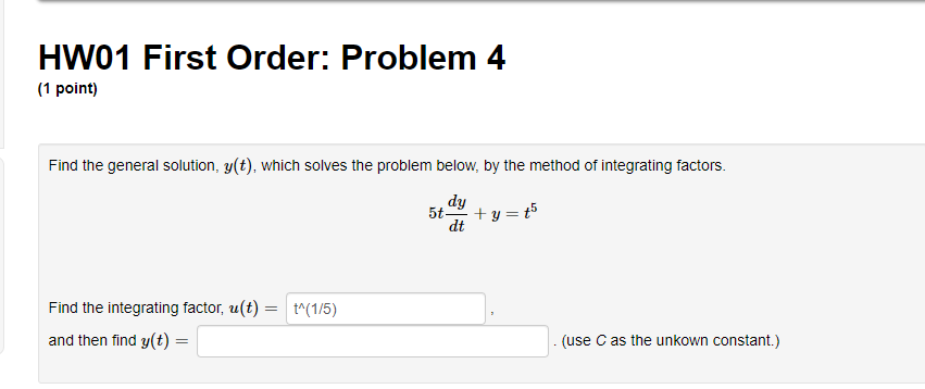 Solved HW01 First Order: Problem 4 (1 Point) Find The | Chegg.com