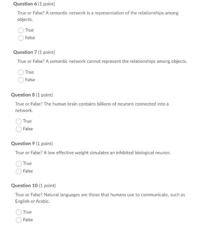 Solved Question 6 1 Point True Or False A Semantic