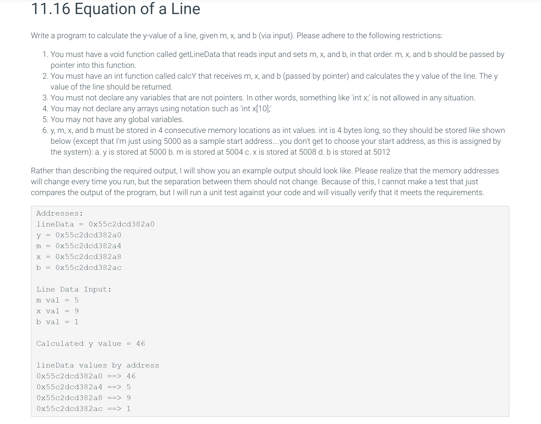 Solved 11.16 Equation of a Line Write a program to calculate | Chegg.com