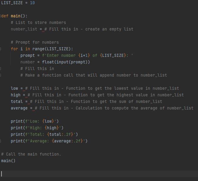 Solved LIST_SIZE = 10 edef main(): # List to store numbers | Chegg.com