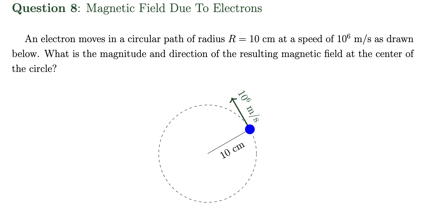 Solved Question 8: Magnetic Field Due To ElectronsAn | Chegg.com
