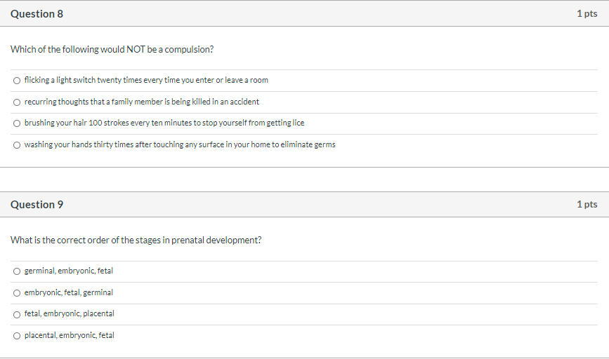 Solved Question 8 1 Pts Which Of The Following Would NOT Be | Chegg.com