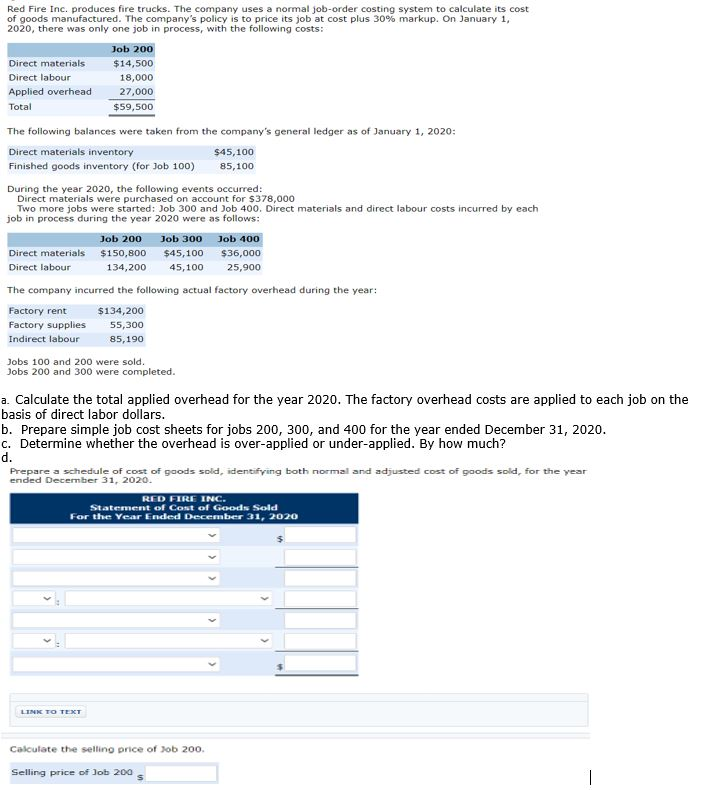 Solved Red Fire Inc. produces fire trucks. The company uses | Chegg.com