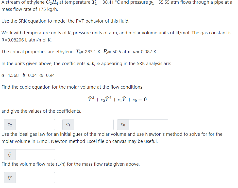 A stream of ethylene C2H4 at temperature T1 38.41 C Chegg