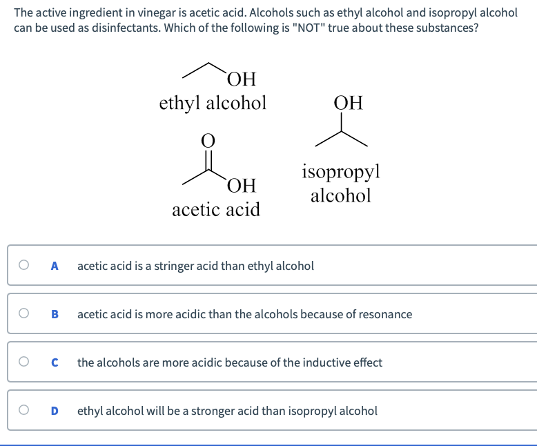 Solved The active ingredient in vinegar is acetic acid.