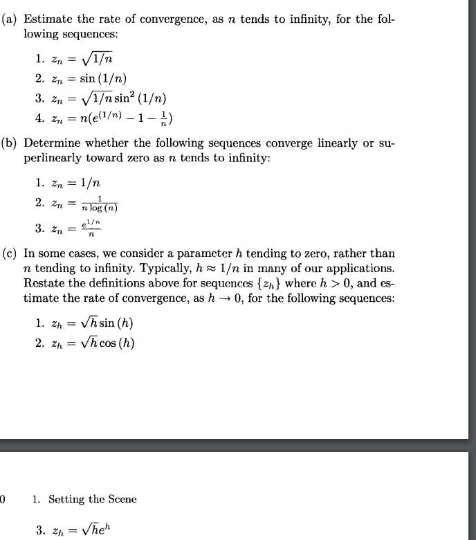 Solved (a) Estimate the rate of convergence, as n tends to | Chegg.com