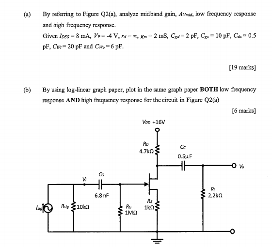 By Referring To Figure Q2(a), Analyze Midband Gain, | Chegg.com