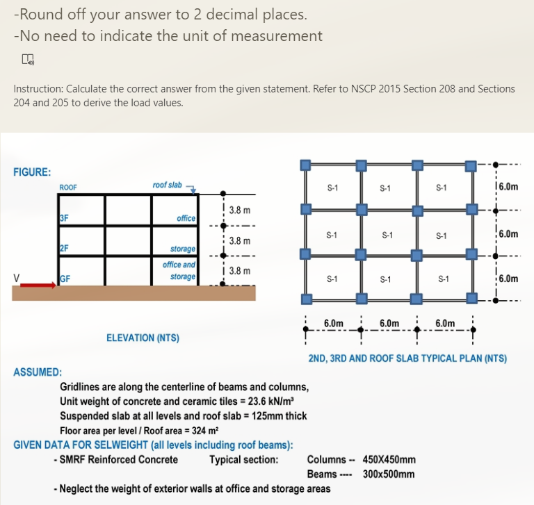 Solved PLEASE ANSWER ASAP a. Calculate the seismic weight | Chegg.com