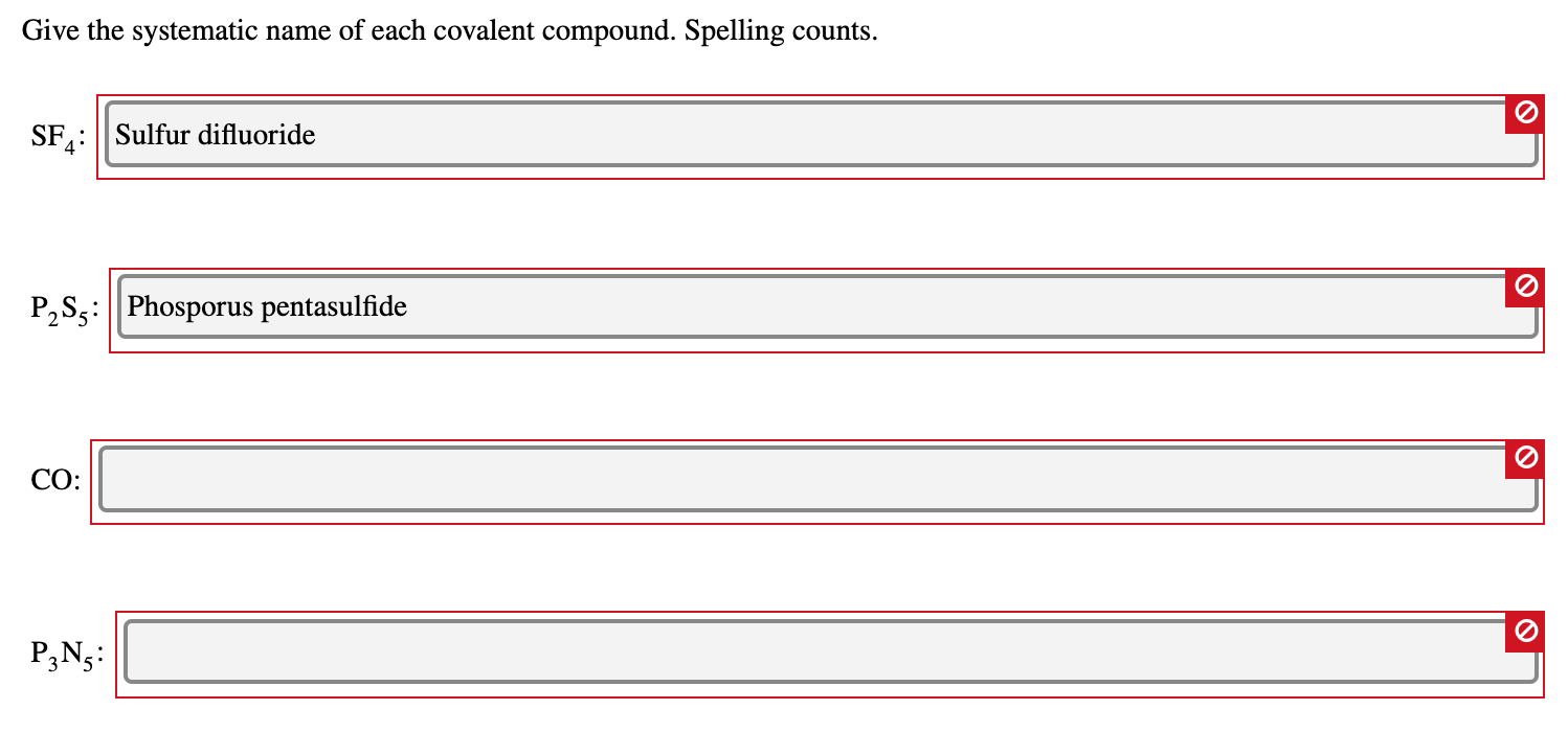 Solved Give the systematic name of each covalent compound. | Chegg.com