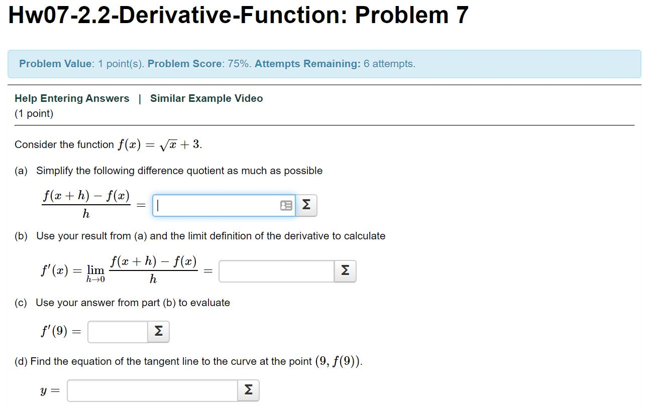 Solved Hw07-2.2-Derivative-Function: Problem 7 Problem | Chegg.com