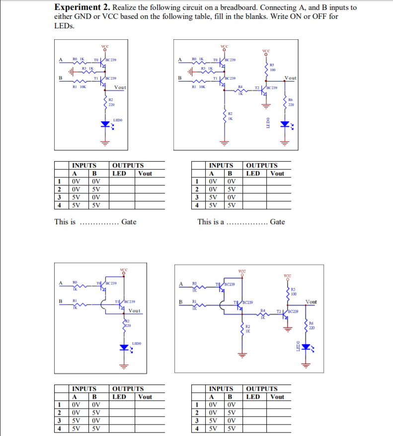 Solved Experiment 2. Realize The Following Circuit On A | Chegg.com