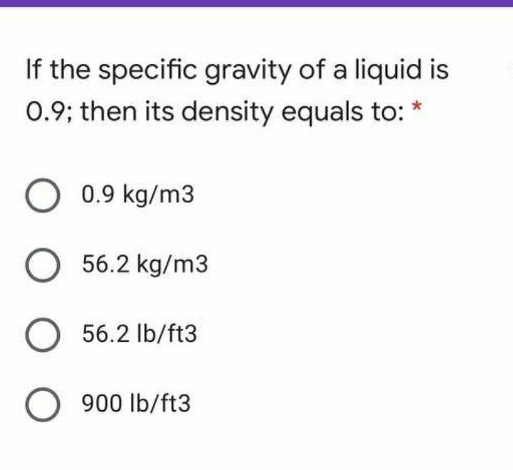 Solved If the specific gravity of a liquid is 0.9 then its