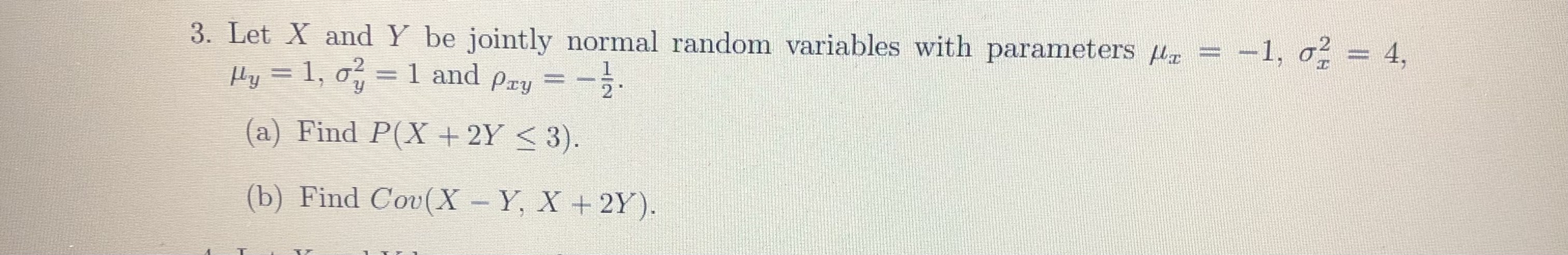 Solved 3 Let X And Y Be Jointly Normal Random Variables 2036