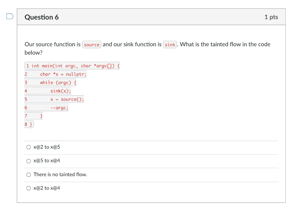Solved Question 6 1 pts Our source function is source and | Chegg.com