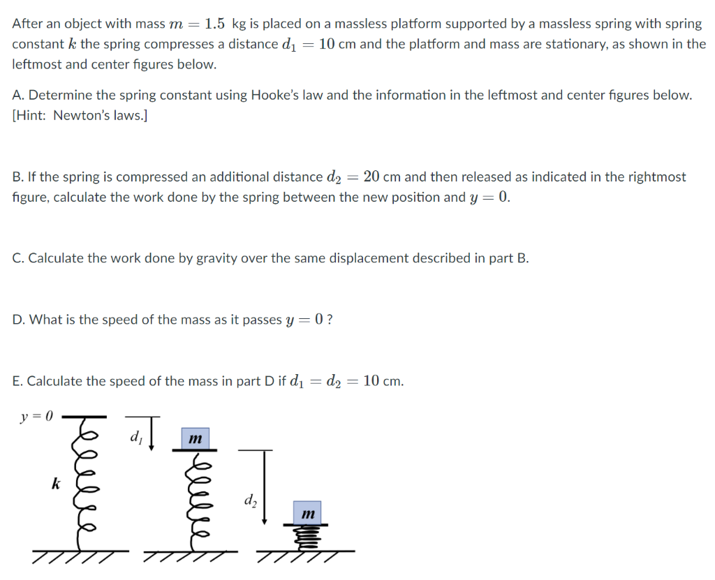 Solved After an object with mass m = 1.5 kg is placed on a | Chegg.com