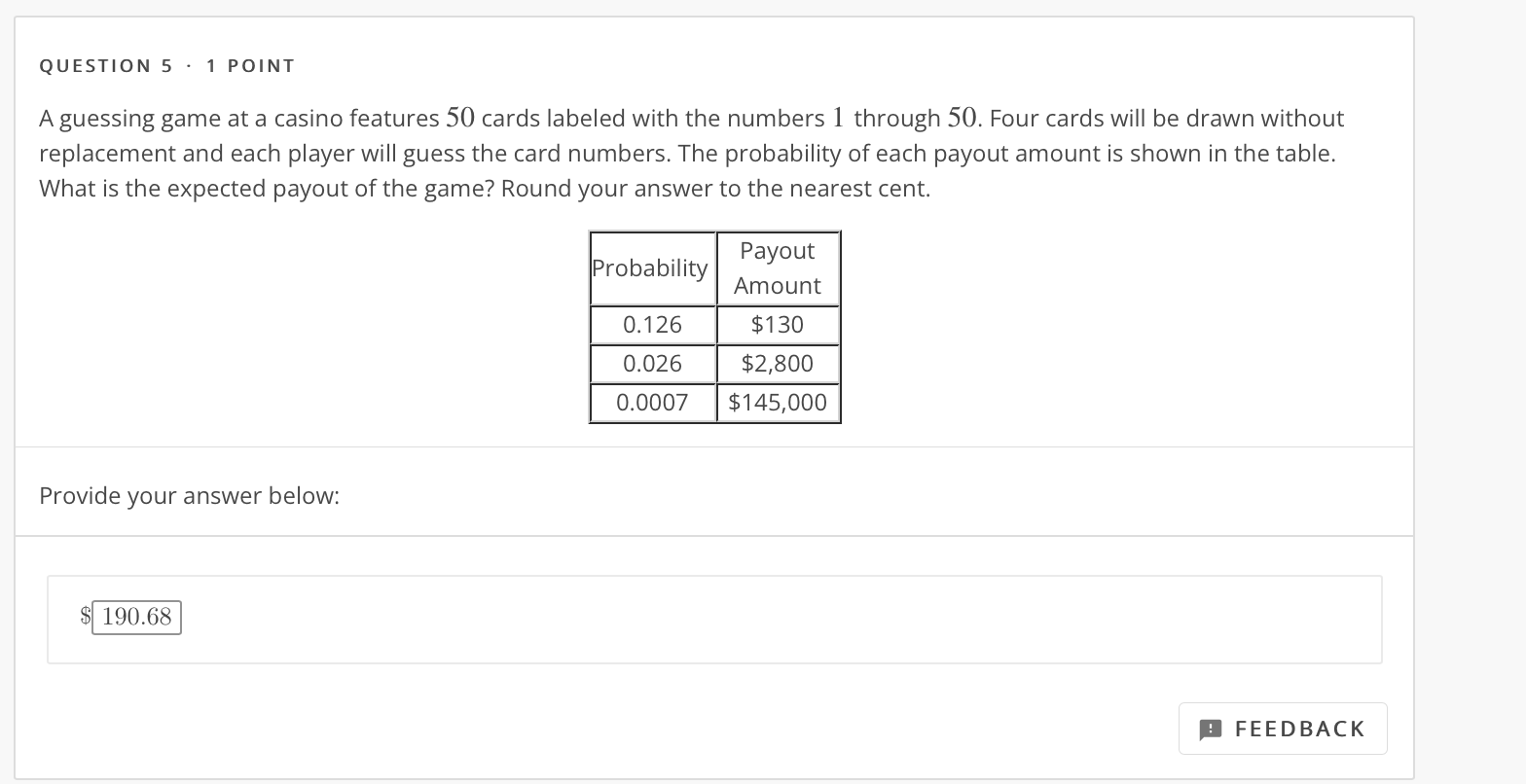 Solved A guessing game at a casino features 50 cards labeled