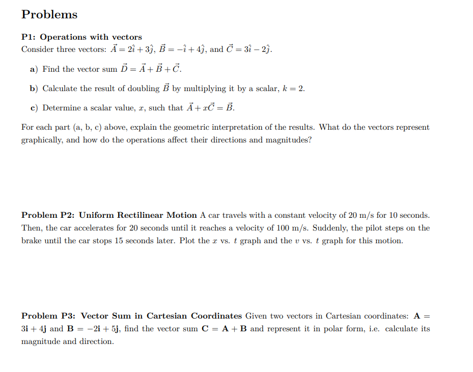 Solved P1: Operations with vectors Consider three vectors: | Chegg.com