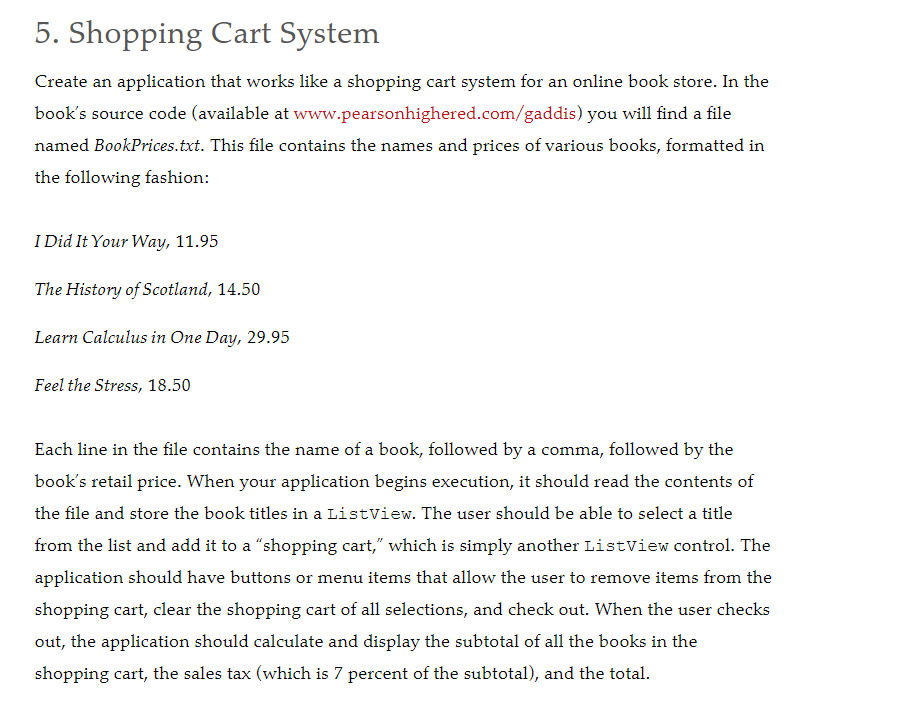 Solved Create an application that works like a shopping cart | Chegg.com