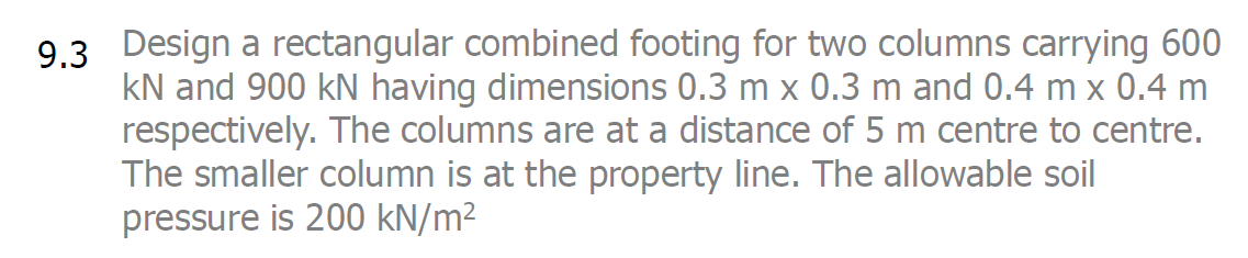 Solved 3 Design a rectangular combined footing for two | Chegg.com