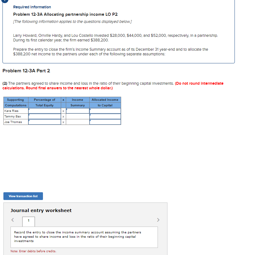 Solved Required Information Problem 12-3A Allocating | Chegg.com