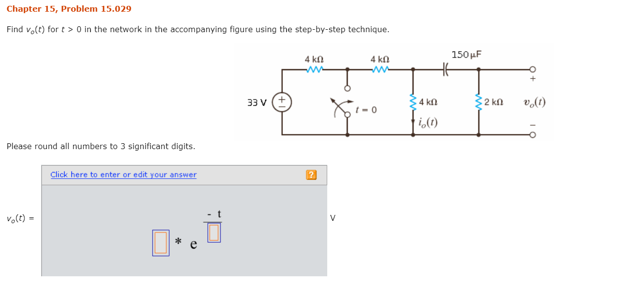 Solved Find vo(t) for t > 0 in the network in the | Chegg.com