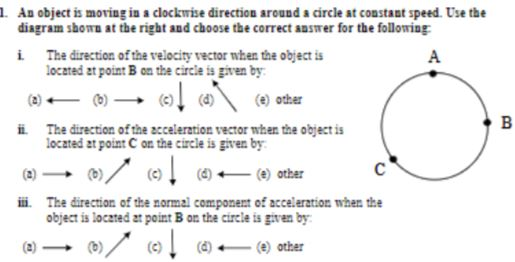 Solved 1. An object is moring ia a clockwise direction | Chegg.com