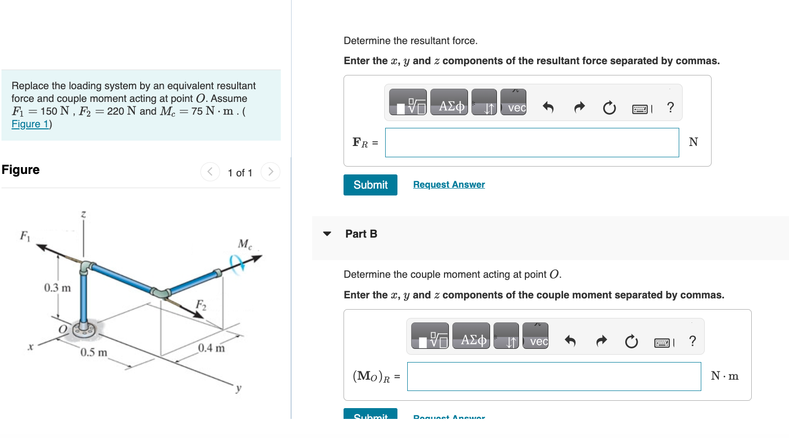 Solved Determine the resultant force. Enter the x,y and z | Chegg.com