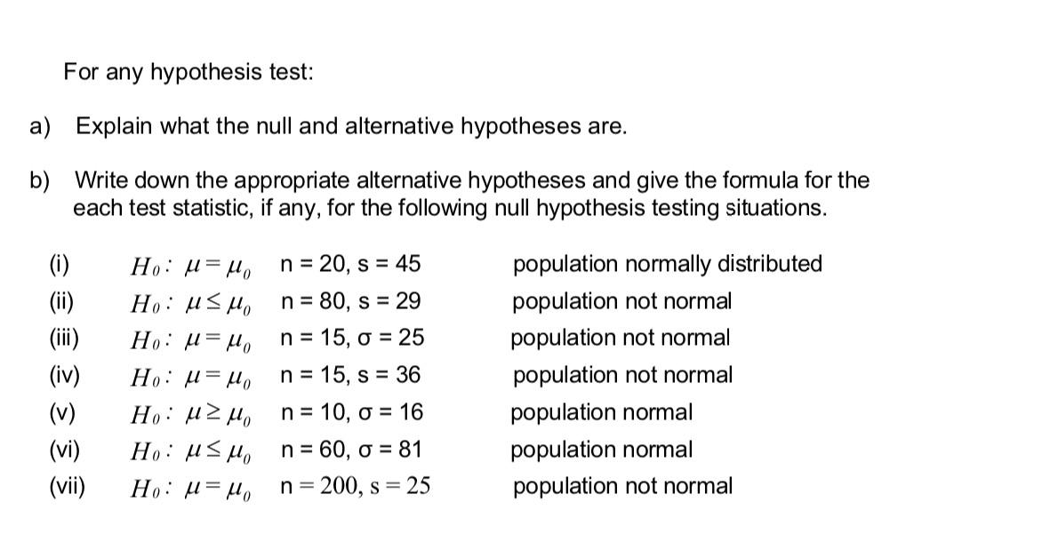 null hypothesis test formula