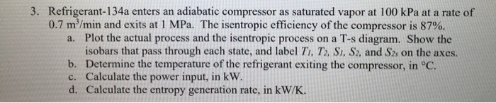 Solved Refrigerant-134a Enters An Adiabatic Compressor As 