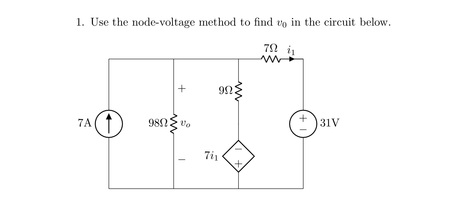 Solved 1. Use the node-voltage method to find vo in the | Chegg.com