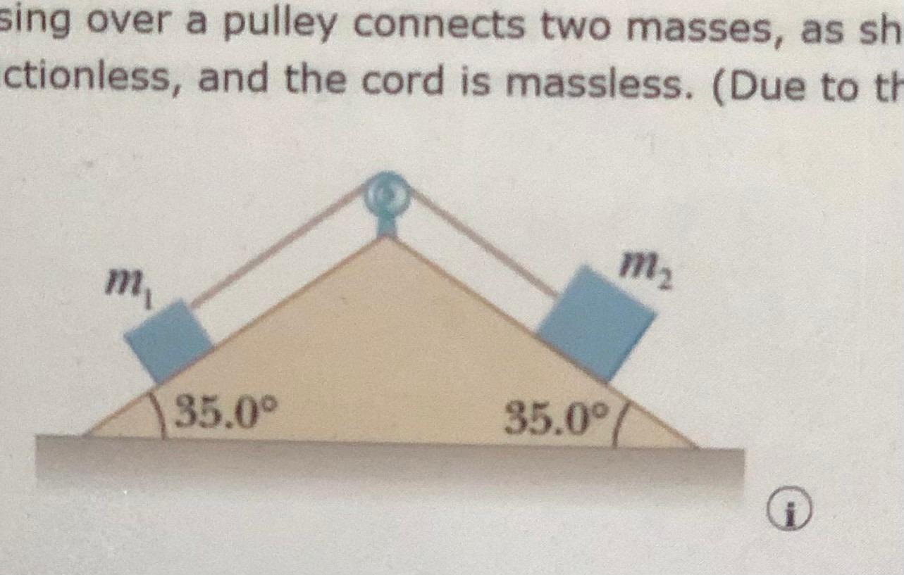 Solved A cord passing over a pulley connects two masses, as