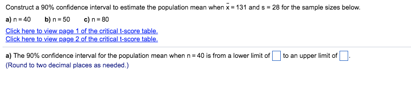 Solved Construct a 90% confidence interval to estimate the | Chegg.com