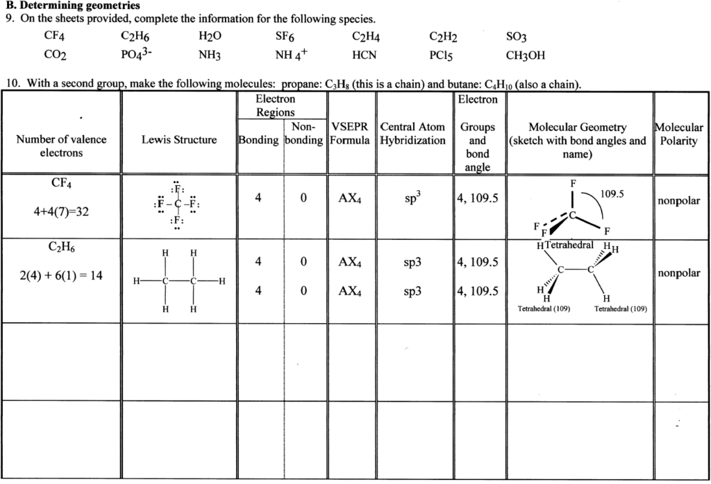 Solved B. Determining geometries 9. On the sheets provided