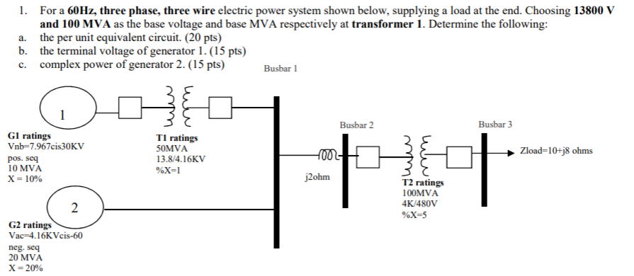 Solved 1. For a 60Hz, three phase, three wire electric power | Chegg.com