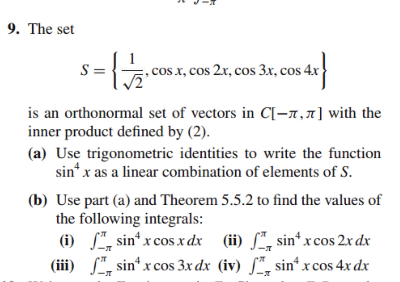 solved-9-the-set-s-21-cosx-cos2x-cos3x-cos4x-is-an-chegg