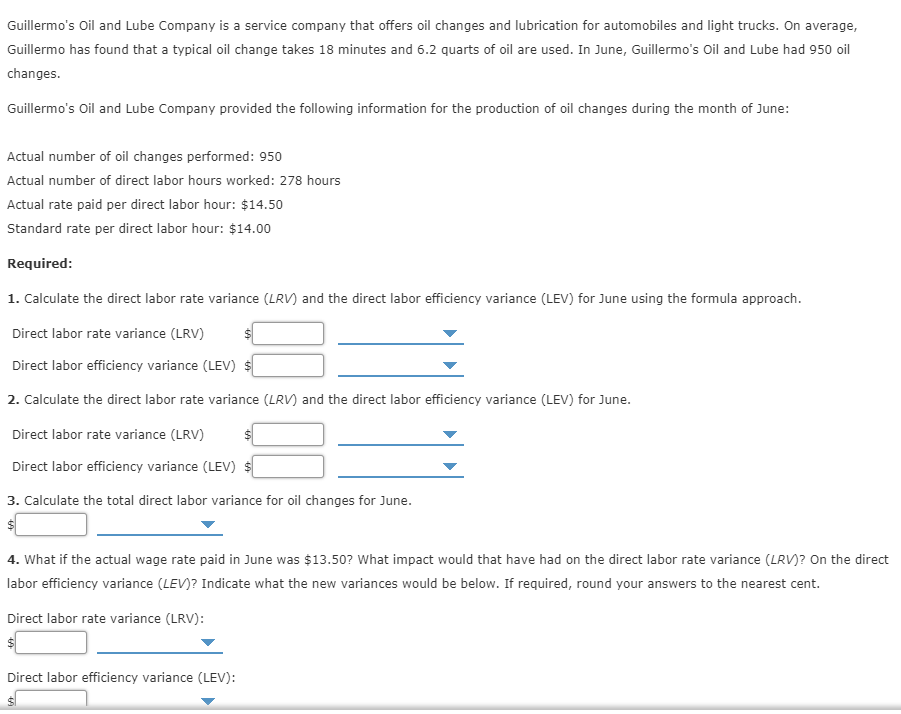 Guillermo's Oil and Lube Company is a service company