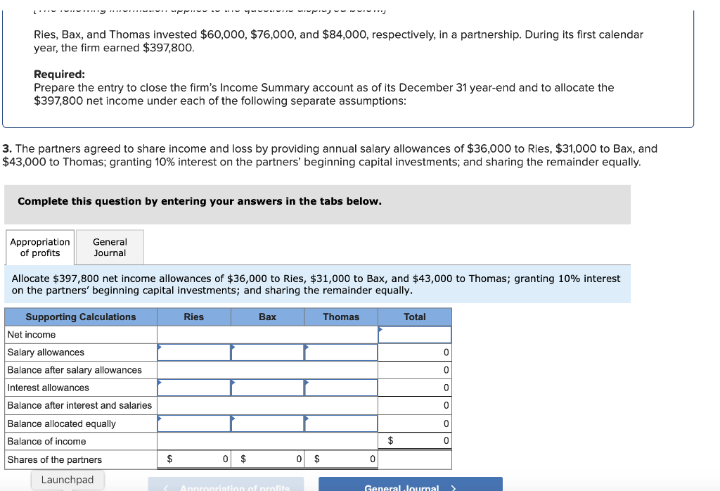 Solved Ries, Bax, And Thomas Invested $60,000, $76,000, And 