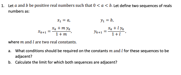 Solved 1. Let A And B Be Positive Real Numbers Such That 0