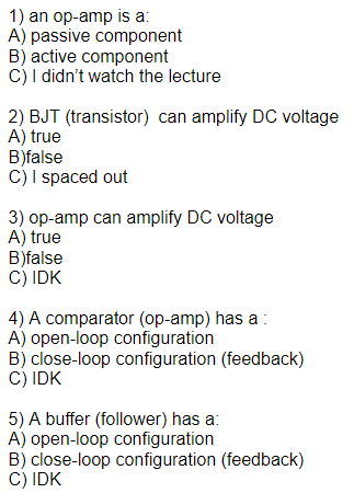 Solved 1) An Op-amp Is A: A) Passive Component B) Active | Chegg.com