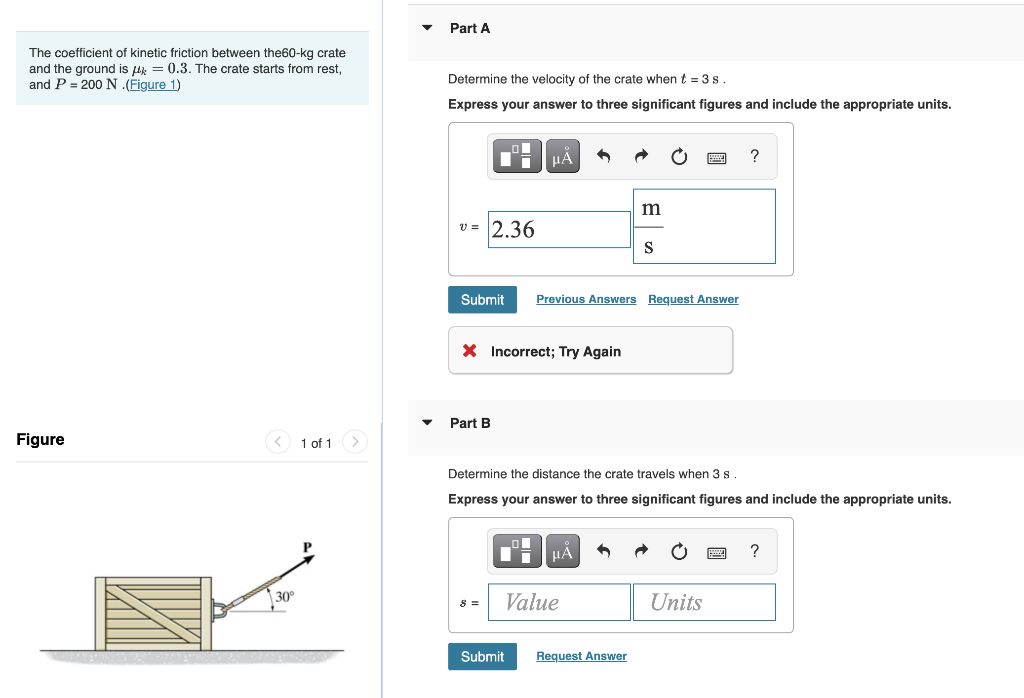 Solved Part A The coefficient of kinetic friction between | Chegg.com