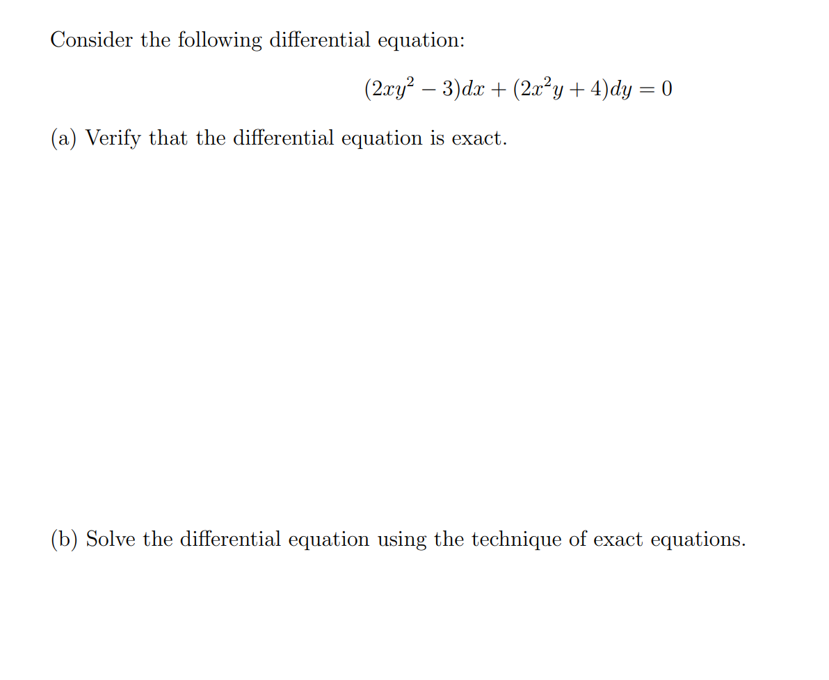 Solved Consider The Following Differential Equation 2xy2