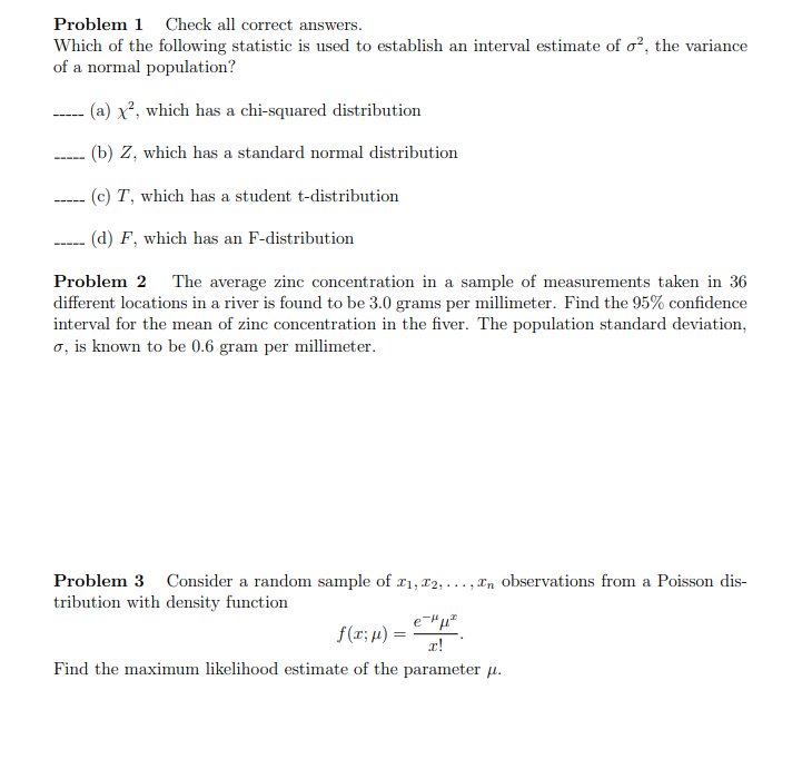 Solved Problem 1 Check all correct answers. Which of the | Chegg.com